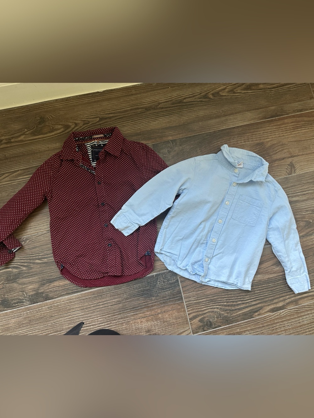 Polka Dot Polo Boys 4t Burgundy Button-Up Shirt & Light Blue Oxford Shirt